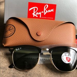 BNIB RayBans Clubmaster Metal Polarize Sunglasses
